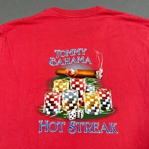 Tommy Bahama T Shirt Mens XL Red Hot Streak‎ Cigar Gambling Graphic Short Sleeve